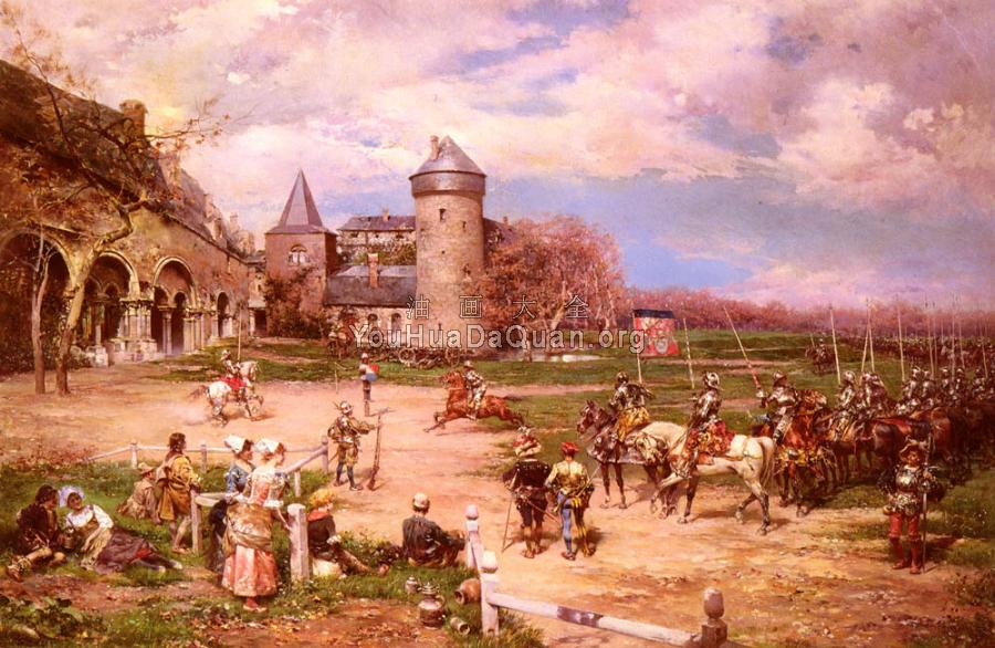 Italian Soldiers at the Court of Honor, Castle of Potois - 卢多维科·马尔凯蒂